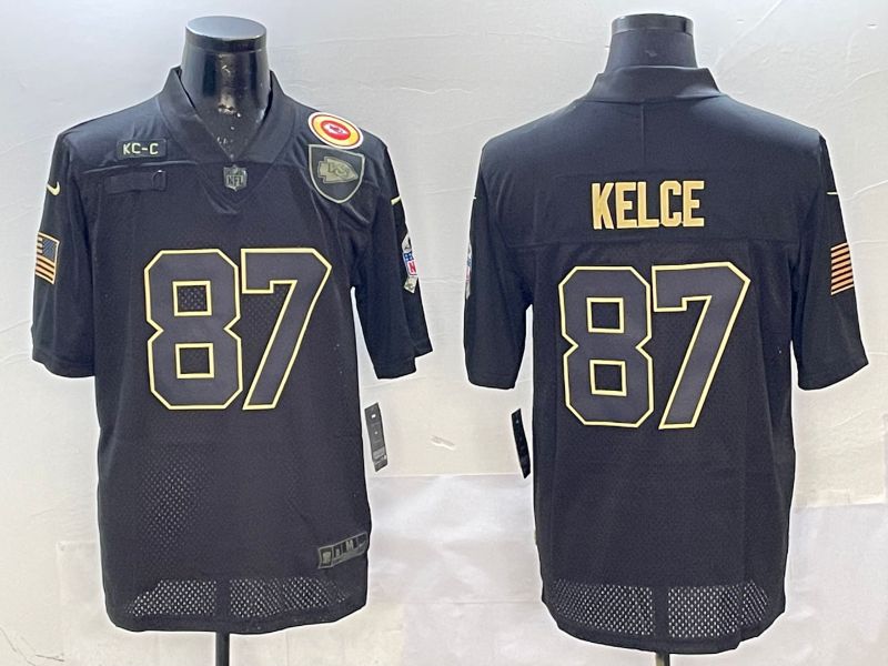 Men Kansas City Chiefs #87 Kelce Black 2025 Nike Salute to Service Limited NFL Jersey style 1